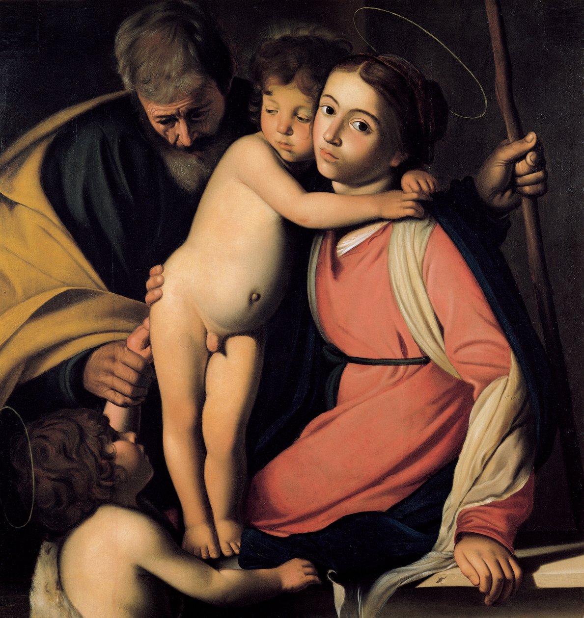 A Szent Család Keresztelő Jánossal fiúként, 17. század eleje. alkotó: Michelangelo Merisi Caravaggio
