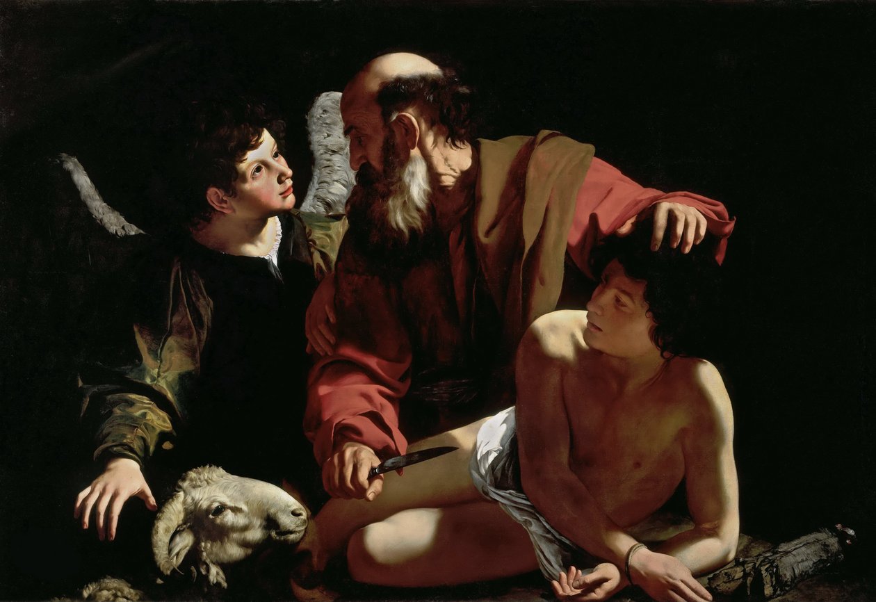 Caravaggio, Michelangelo (1571-1610) Ábrahám feláldozza Izsákot. Olaj, vászon, kb 1597-1599, Méretek: 116x173. Barbara Piasecka Johnson kollekció alkotó: Michelangelo Merisi da Caravaggio