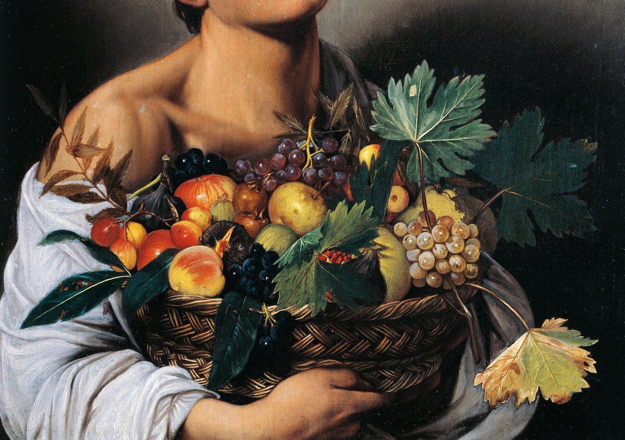 Fiú gyümölcskosárral, részlet alkotó: Michelangelo Merisi da Caravaggio