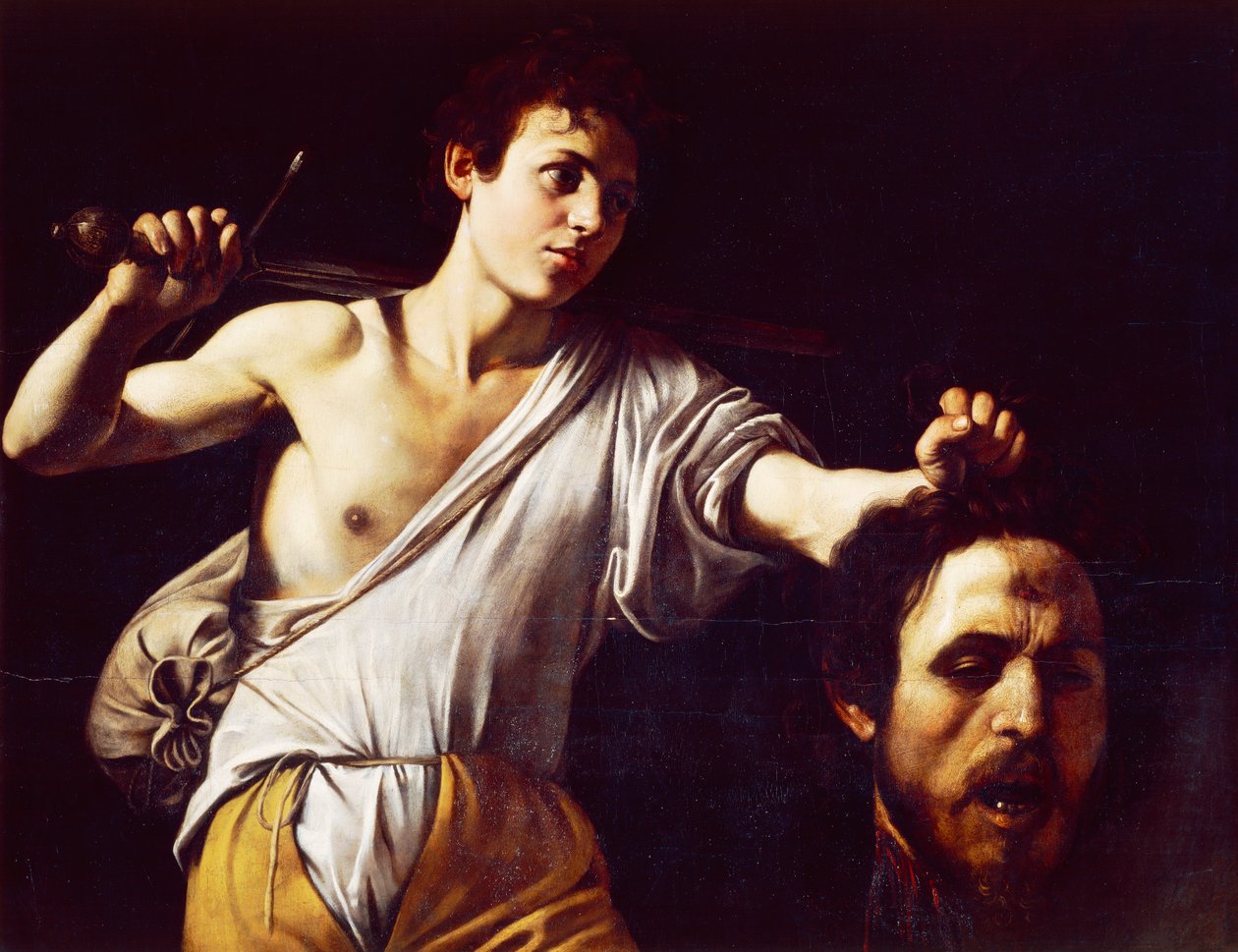 Michelangelo Merisi, Caravaggio (1571-1610) Dávid Góliát fejével, Olaj, vászon, 90,5 x 116,5 cm alkotó: Michelangelo Merisi da Caravaggio
