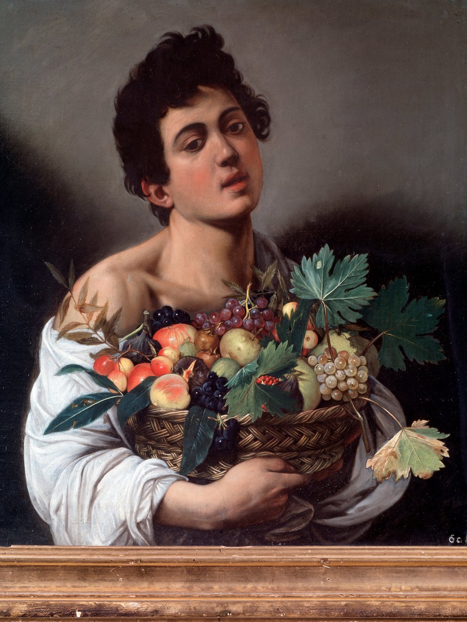 Portréja egy fiatal férfi egy kosár gyümölcs, vagy a gyümölcsös. Részlet (festmény alkotó: Michelangelo Merisi da Caravaggio
