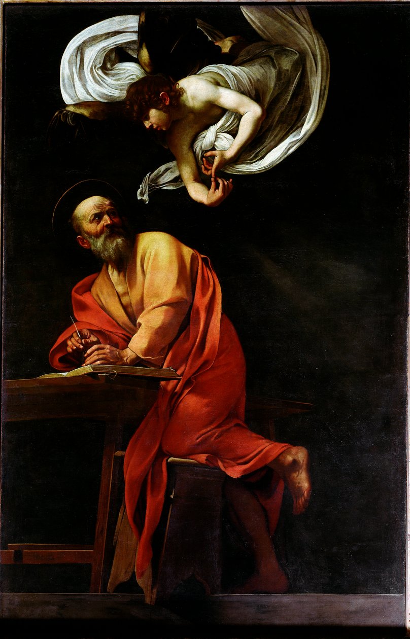 Szent Mathieu és az angyal (Festmény alkotó: Michelangelo Merisi da Caravaggio