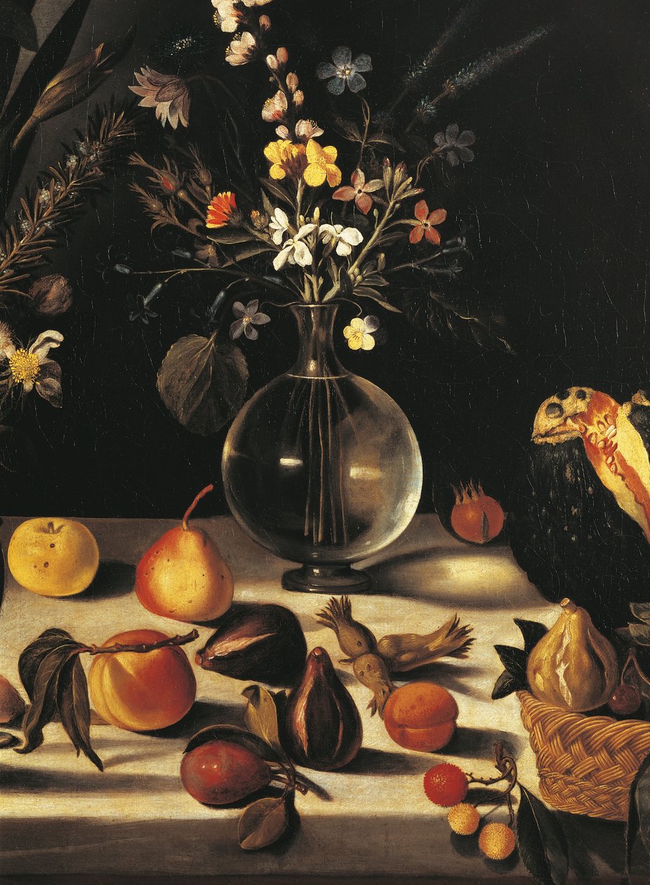 Csendélet virágokkal és gyümölccsel, a Hartfordi Csendélet mestere, 1600-10 körül (olaj, vászon) (507174 részlet) alkotó: Michelangelo Merisi da Caravaggio