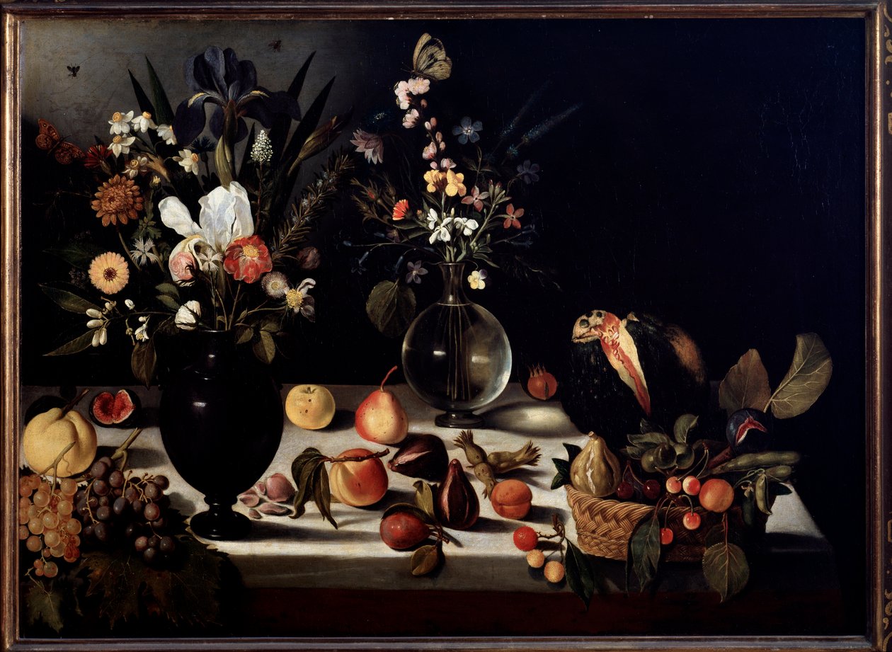 Csendélet virágokkal és gyümölcsökkel Caravaggio dit le Caravaggio festménye alkotó: Michelangelo Merisi da Caravaggio