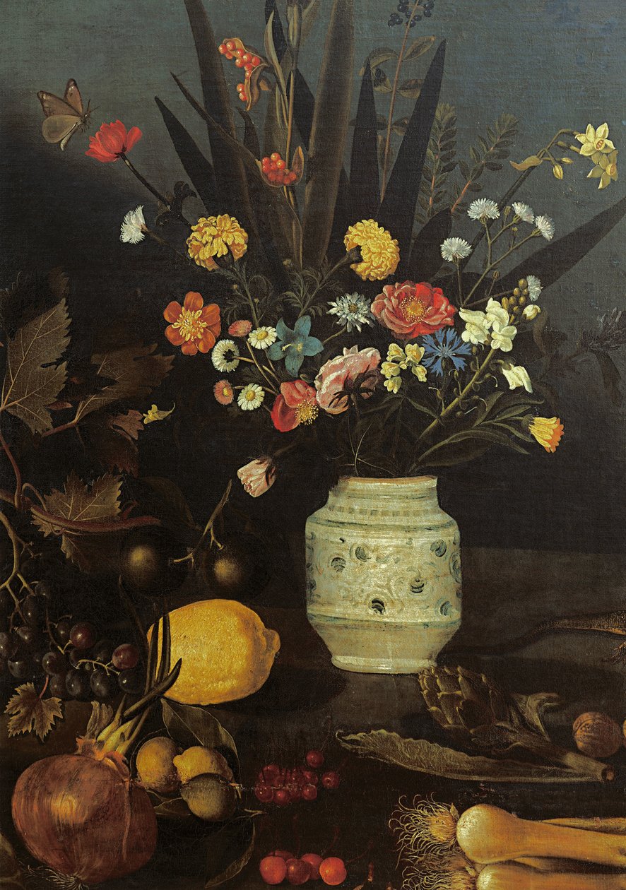 Csendélet virágokkal és növényekkel (olaj, vászon) (624933 részlet) alkotó: Michelangelo Merisi da Caravaggio