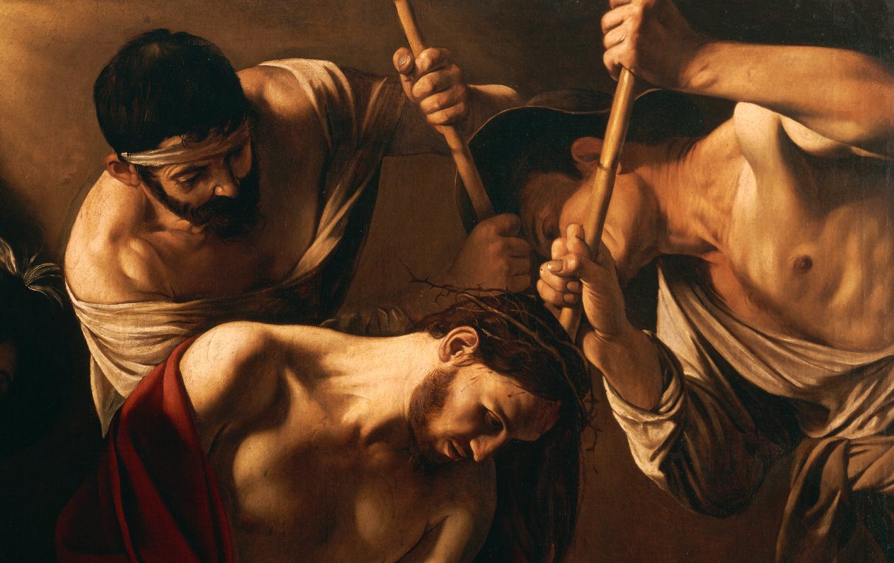 The Crowning with Thorns, 1603 körül (olaj, vászon) (507206 részlet) alkotó: Michelangelo Merisi da Caravaggio