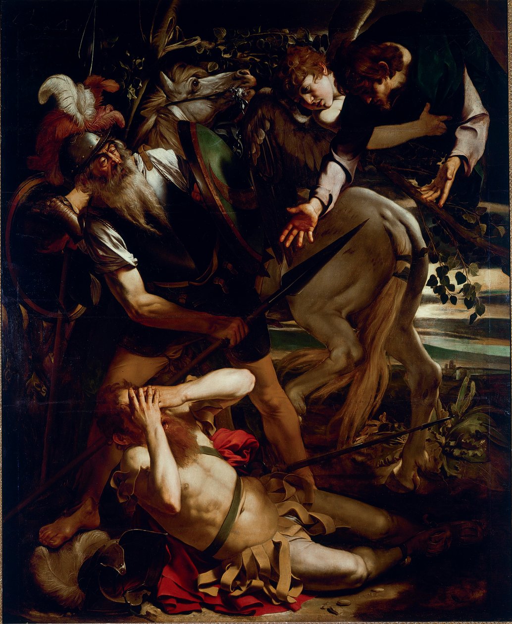 Szent Pál megtérése. Michelangelo Merisi festménye dit Il Caravaggio (A Caravaggio) (1571-1610) 1594-1596 Méret: 237x189 cm Odescalchi Balbi Gyűjtemény, Róma – Szent Pál megtérése, Michelangelo Merisi a.k.a Il Caravaggio (61071-1). Olaj alkotó: Michelangelo Merisi da Caravaggio