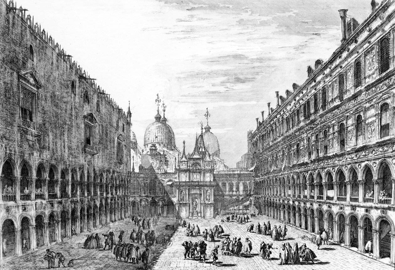 Kilátás a velencei San Marcóra a Palazzo Ducale udvarából, 1741 alkotó: Michele Marieschi