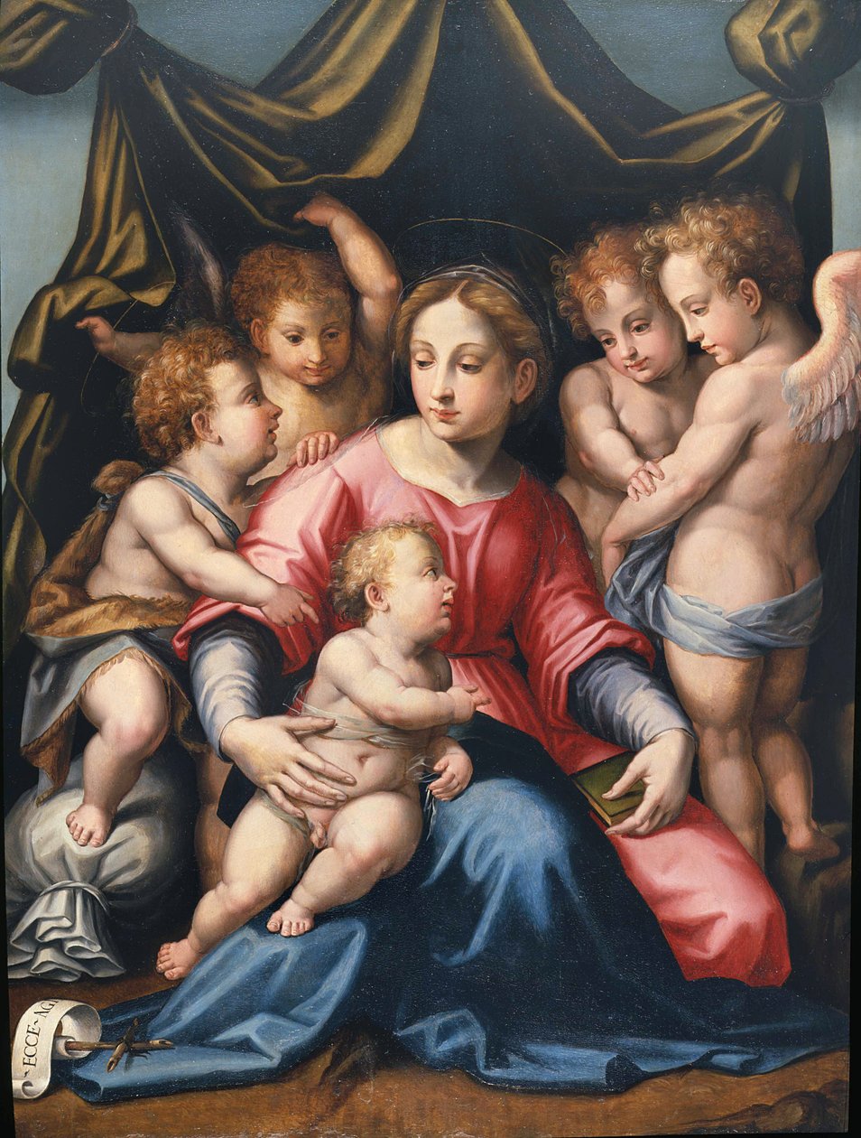 Madonna Gyermekkel, San Giovannino és Angyalok alkotó: Michele di Ridolfo Tosini