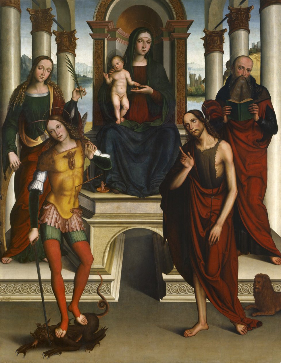 Madonna és a szentekkel trónoló gyermek, 1506 alkotó: Michele di Luca dei Coltellini