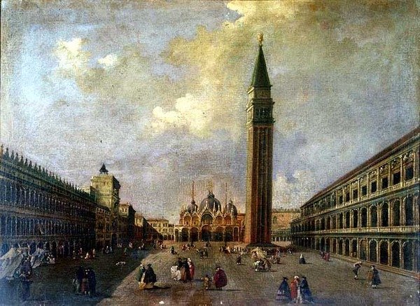 Szent Márk tér a Campanile-val (olaj) alkotó: Michele (attr. to) Marieschi