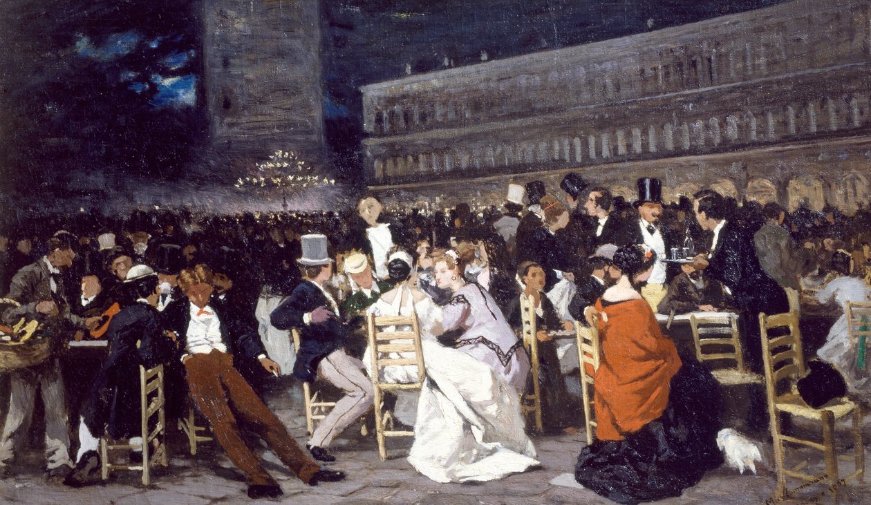 Michele Cammarano egy kávézó a Piazza San Marco-n alkotó: Michele Cammarano