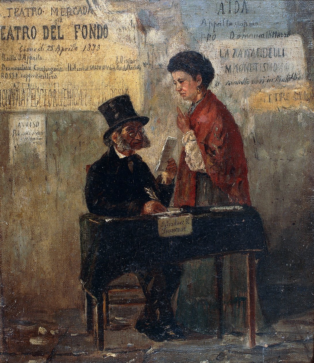 Színházi plakátok és nyilvános írnok, Michele Cammarano (1835-1920) alkotó: Michele Cammarano