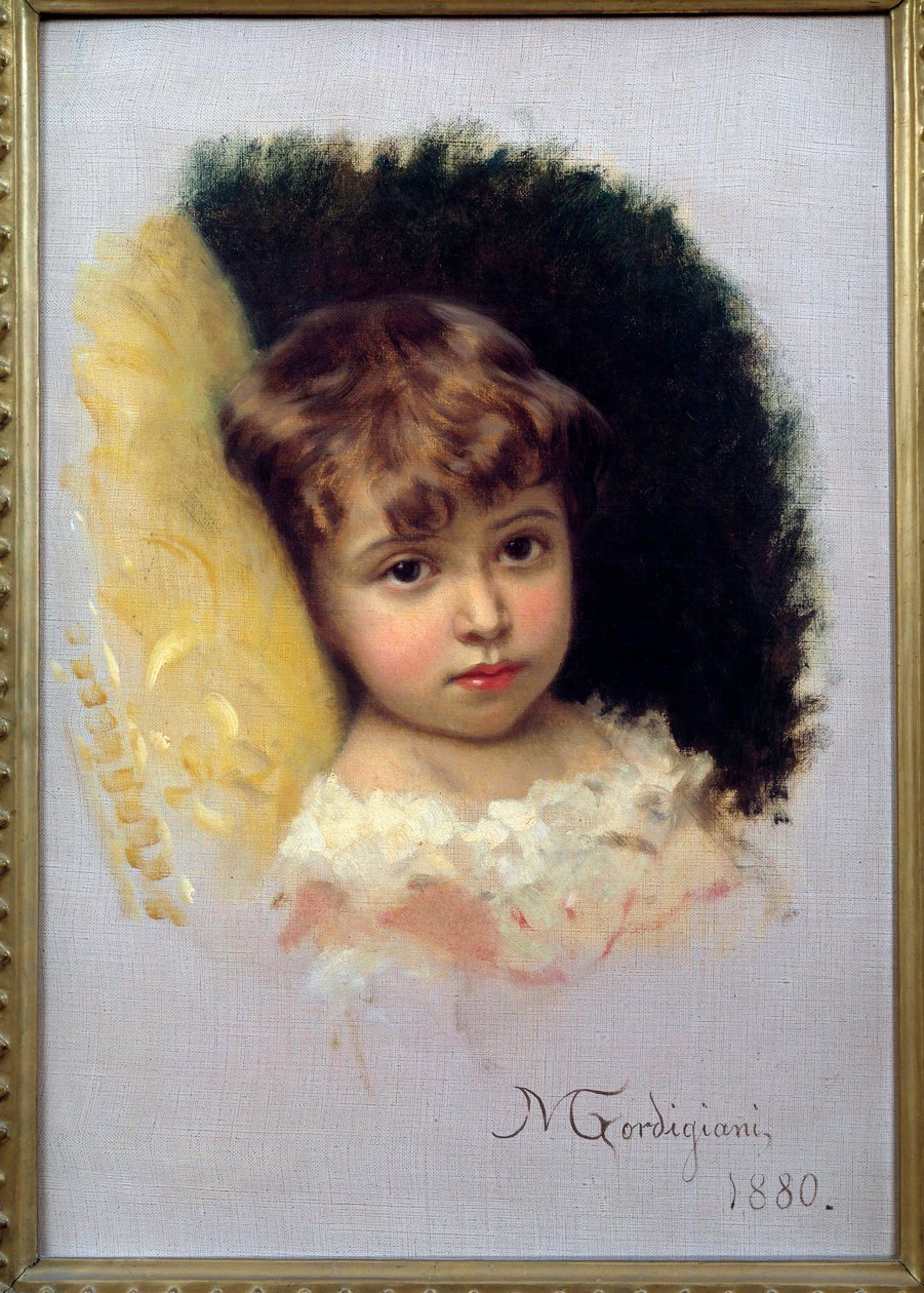 Michel Gordigiani (1830-1909) gyermekportré festménye, 1880 Firenze, Modern Művészetek Múzeuma alkotó: Michele Giordigiani