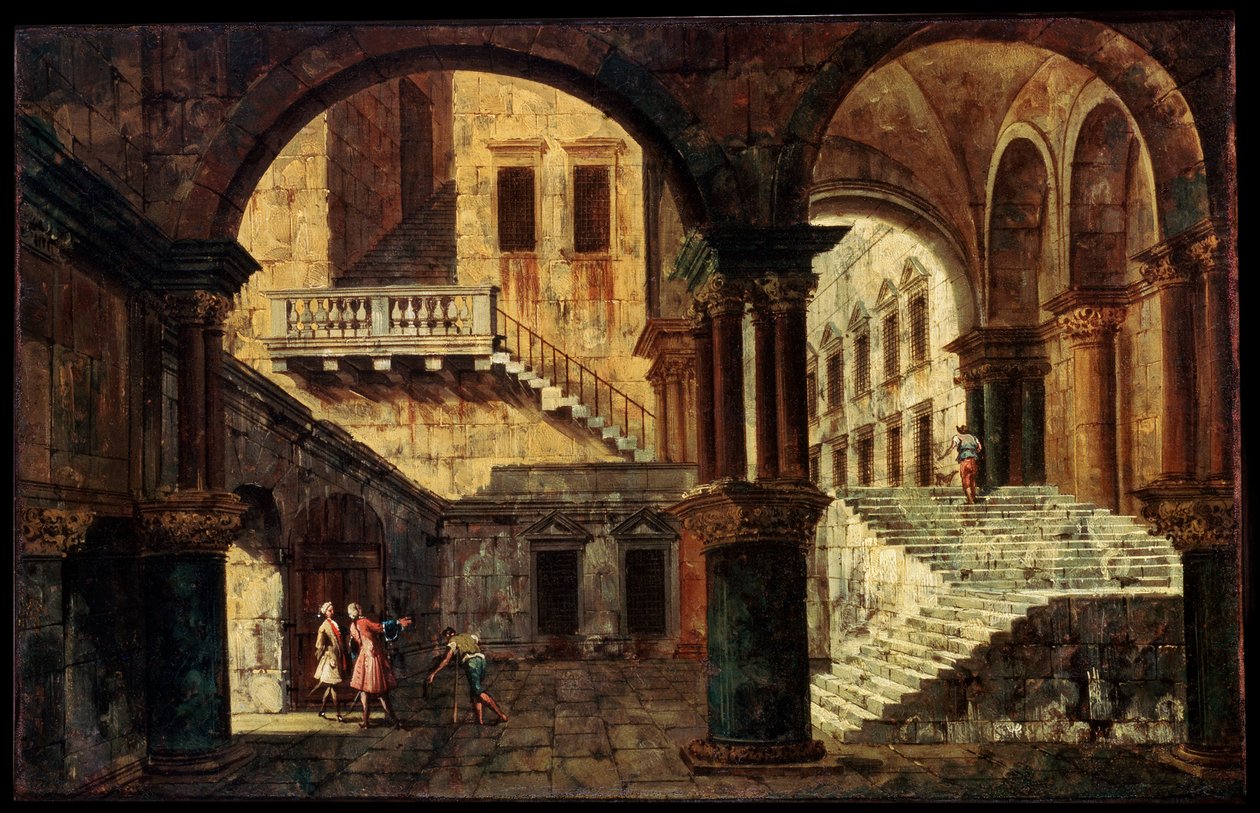 Udvar lépcsővel, 1730-as évek alkotó: Michele Marieschi