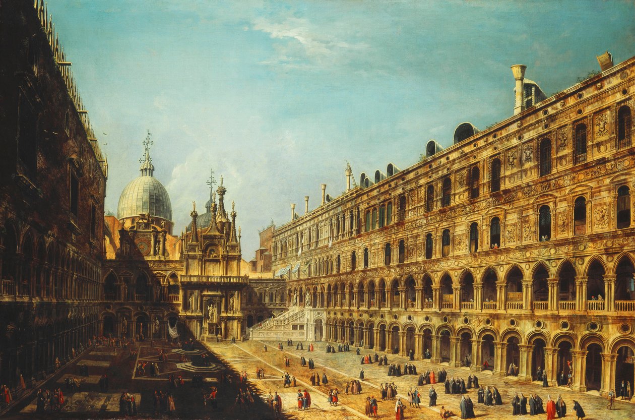 A Dózse Palota udvara, Velence, alkotó: Michele Marieschi