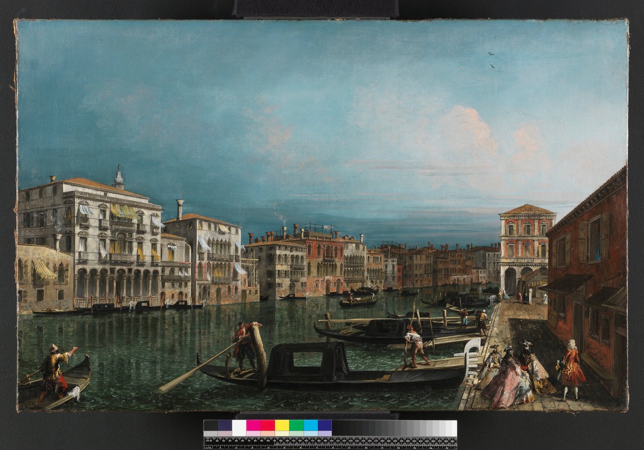 A Grand Canal, Velence, a Rialto híd felett, 1743 előtt alkotó: Michele Marieschi