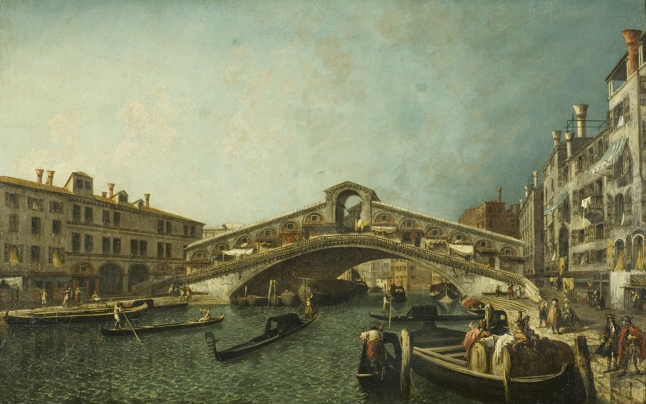 Rialto híd, Velence, 1740 körül (olaj, vászon) alkotó: Michele Marieschi