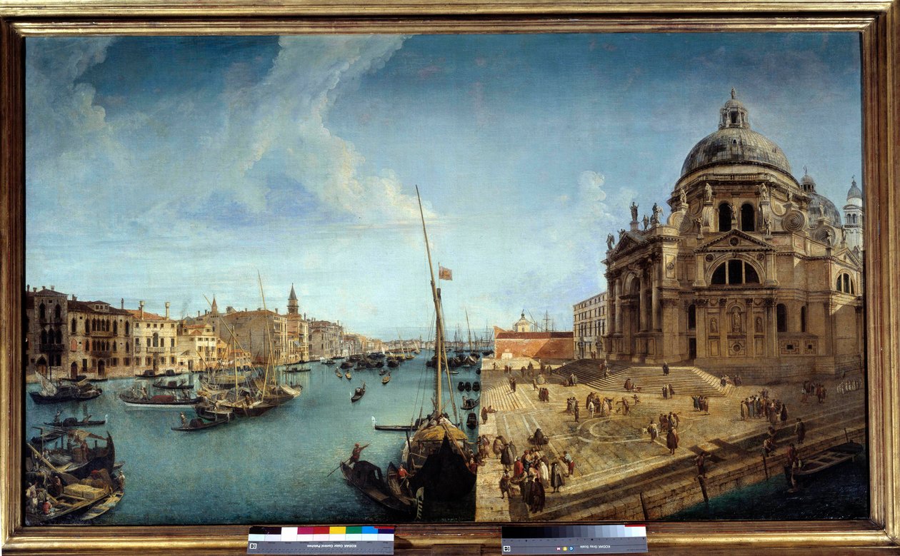 Kilátás a Grand Canal bejáratára és a velencei Üdvözlet templomra Michele Marieschi (1710-1741) festménye 18. század V. 1,25x2,13 m alkotó: Michele Marieschi