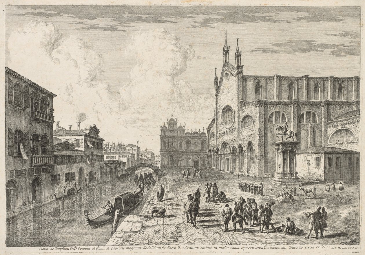 Velence látképe: Campo S. S. Giovanni e Paolo, 1741. alkotó: Michele Marieschi