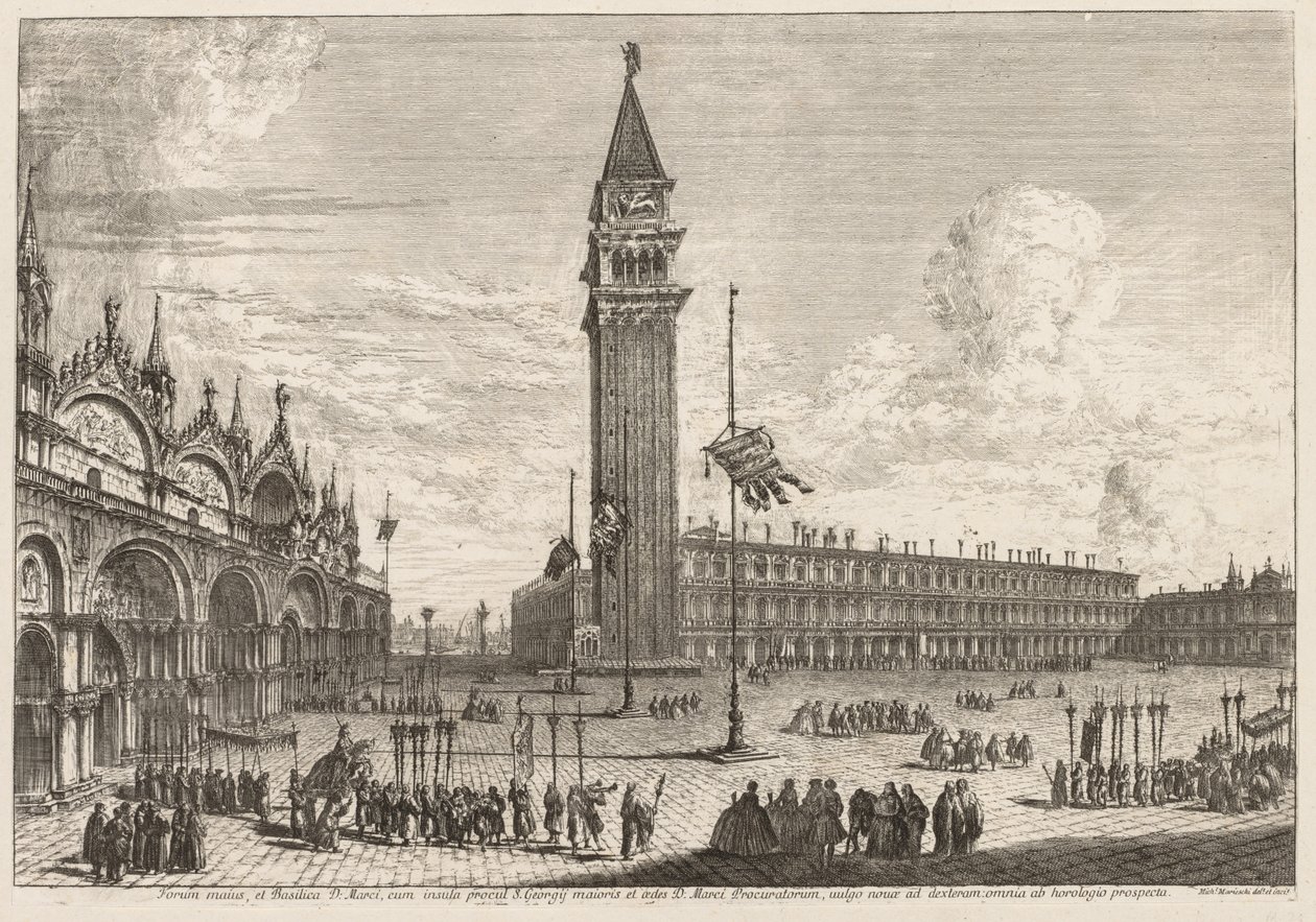 Velence látképe: Piazza és Piazzetta, 1741. alkotó: Michele Marieschi