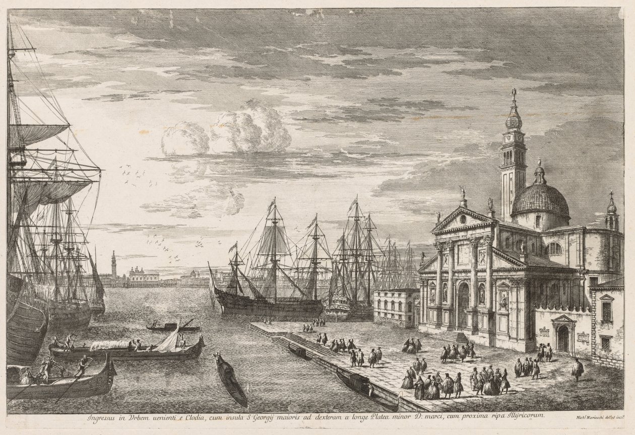 Velence látképe: Szent Márk-medence, 1741. alkotó: Michele Marieschi