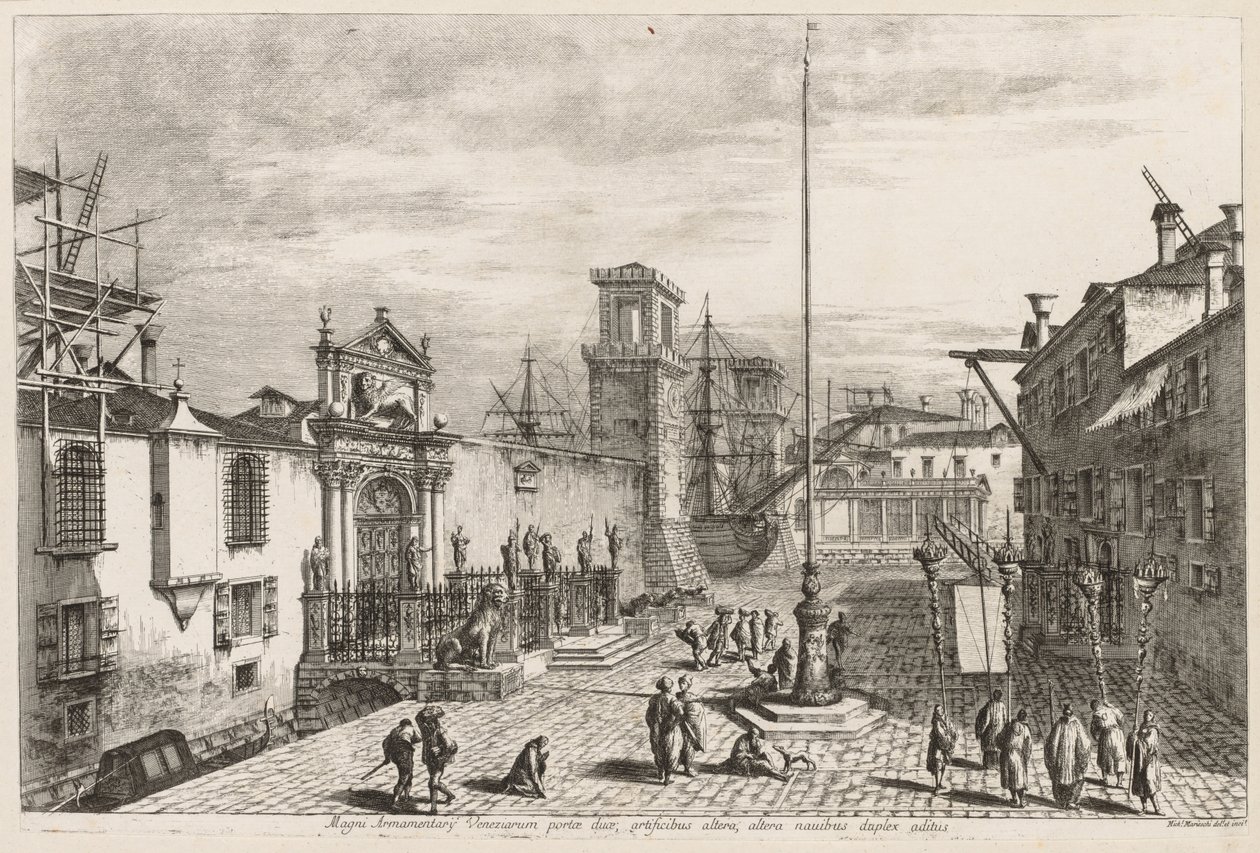 Velence látképe: Az Arzenál kapui, 1741. alkotó: Michele Marieschi