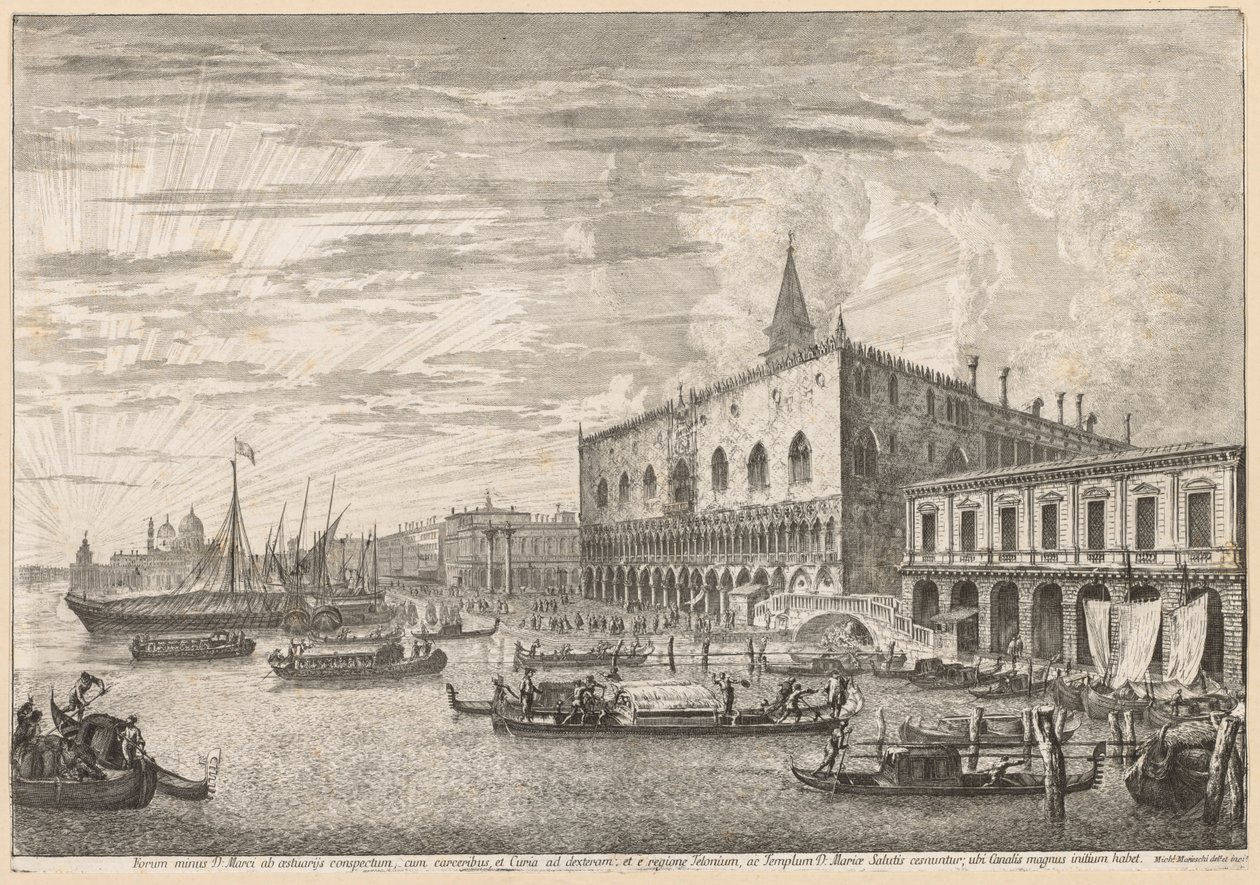 Velence látképe: A Molo és S. M. Della Salute, 1741. alkotó: Michele Marieschi