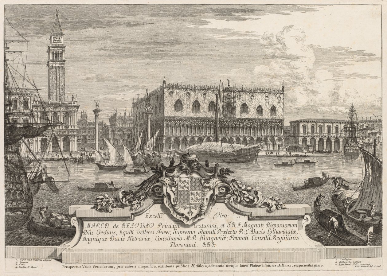 Velence látképe: A Piazzetta és a hercegi palota, 1741. alkotó: Michele Marieschi
