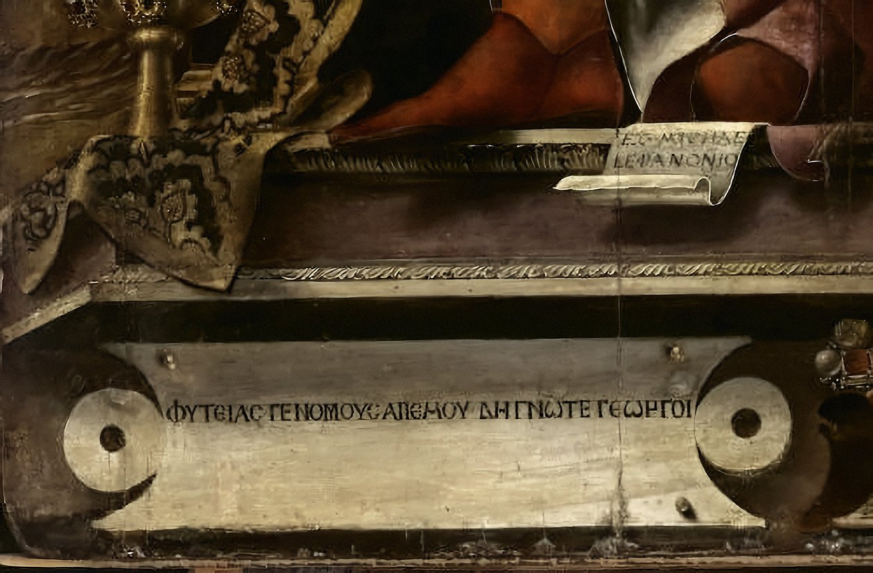 Thalia múzsa, részlet, 1456-57 körül (olaj és tempera, nyárfa) alkotó: Michele Pannonio