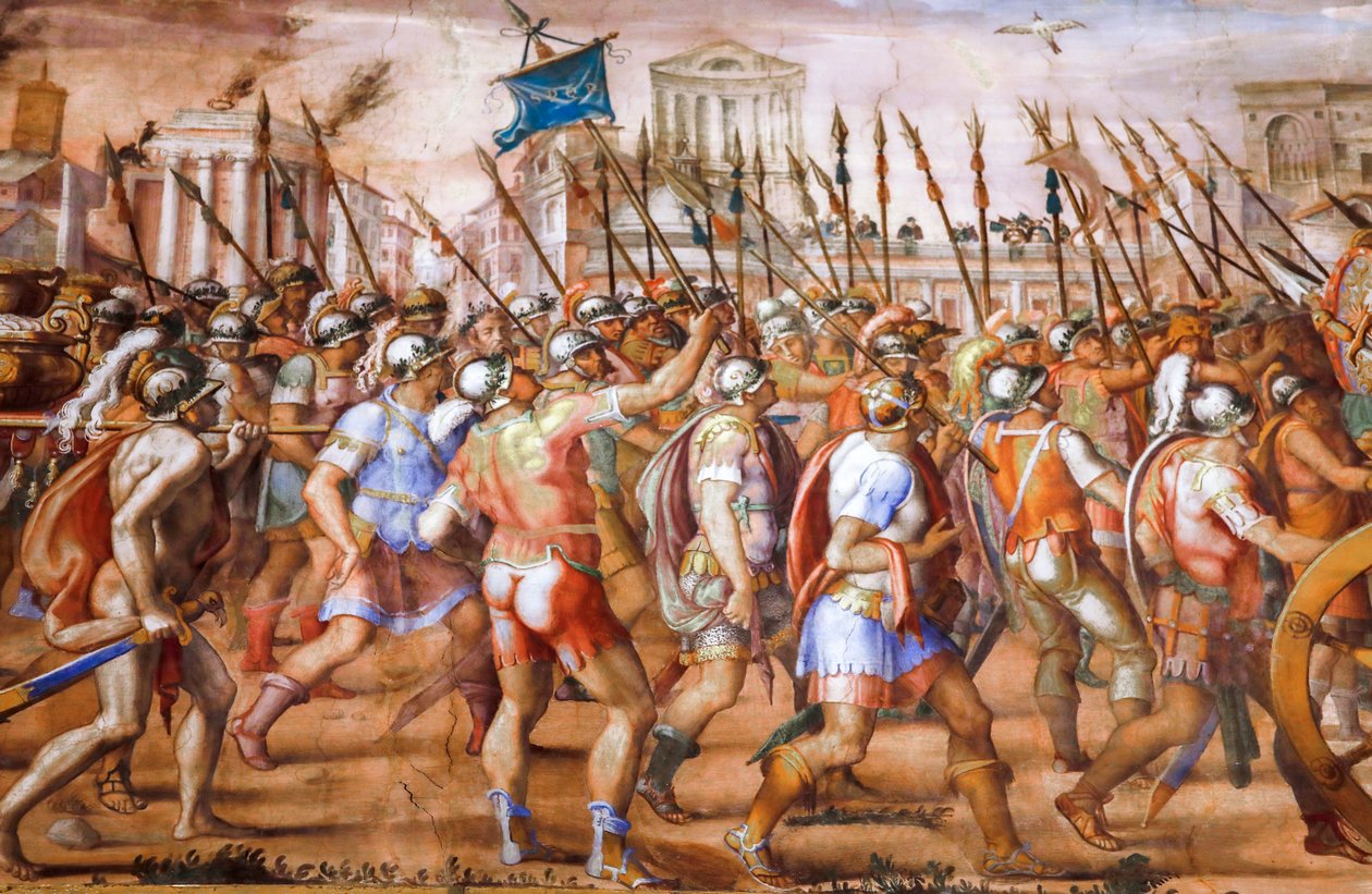 Lucius Aemilius Paulus konzul diadala Perseus macedóniai király felett (részlet), 1570 körül (freskó) alkotó: Michele and Rocchetti Jacopo Alberti