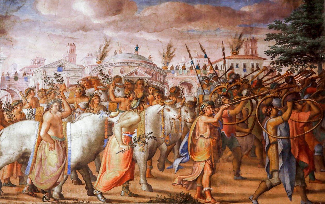 Lucius Aemilius Paulus konzul diadala Perseus macedóniai király felett (részlet), 1570 körül (freskó) alkotó: Michele and Rocchetti Jacopo Alberti