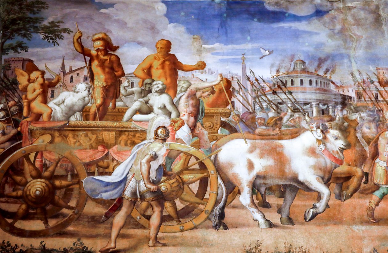 Lucius Aemilius Paulus konzul diadala Perseus macedóniai király felett (részlet), 1570 körül (freskó) alkotó: Michele and Rocchetti Jacopo Alberti