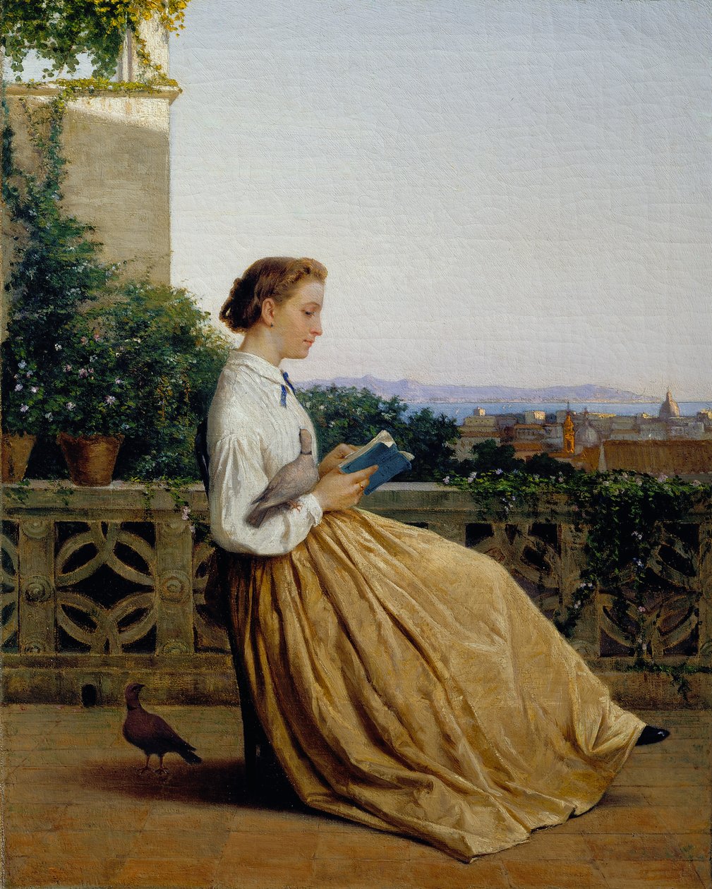 Olvasás a teraszon, 1875 körül (olaj, vászon) alkotó: Michele Tedesco
