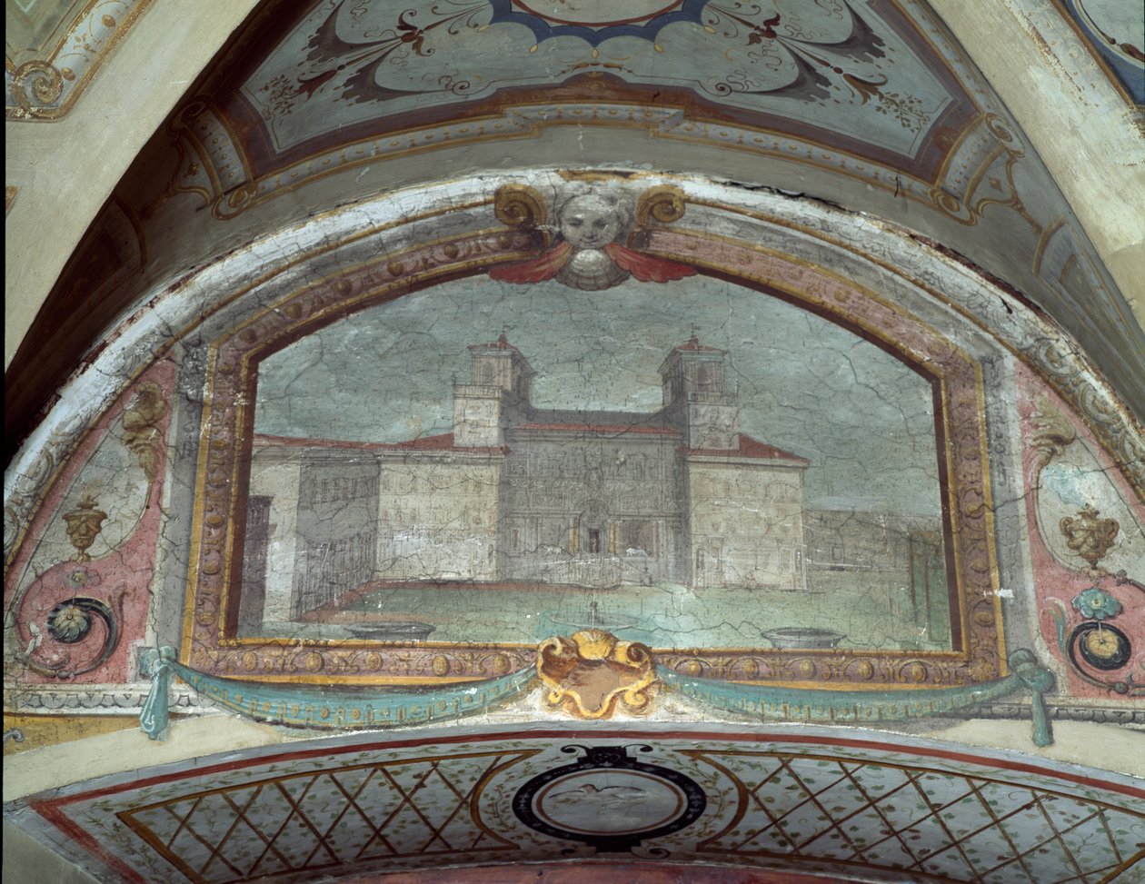 Mennyezet részlete, Villa Medicea di Careggi freskó alkotó: Michelozzo di Bartolommeo