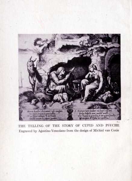 Ámor és Psyche történetének elbeszélése, Agostino Veneziano (1490-1540) metszete. alkotó: Michiel I after Coxie or Coxcie