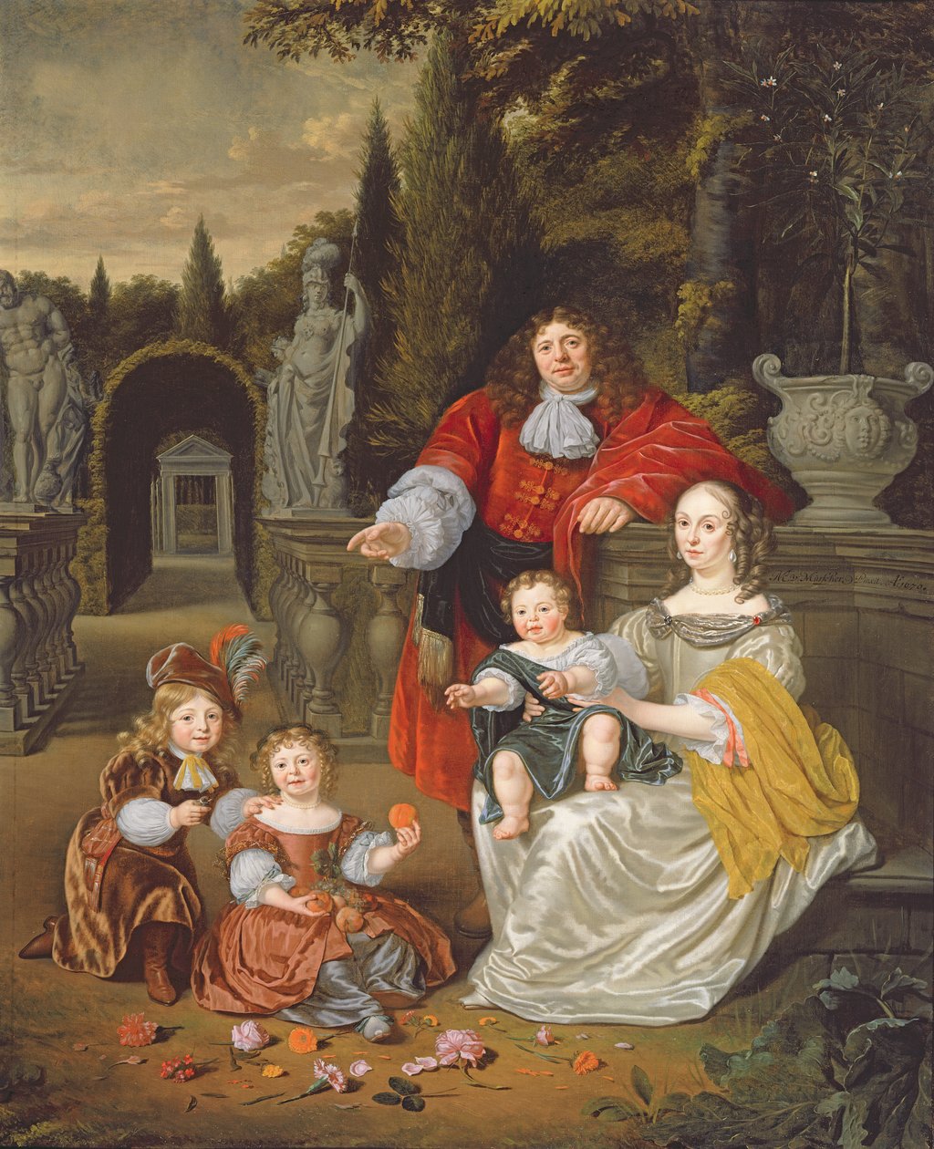 Családi csoport a teraszon, 1670 alkotó: Michiel van Musscher