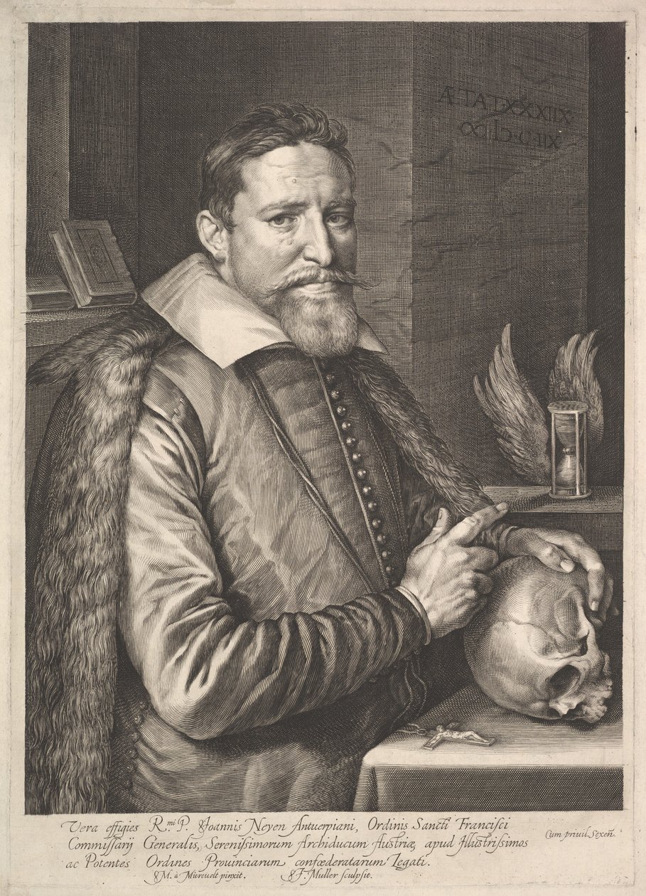 Joannes Neyen, a Ferences Testvérek Rendjének generálisának, trieri nagykövetének portréja, 1608. alkotó: Michiel Jansz van Miereveld
