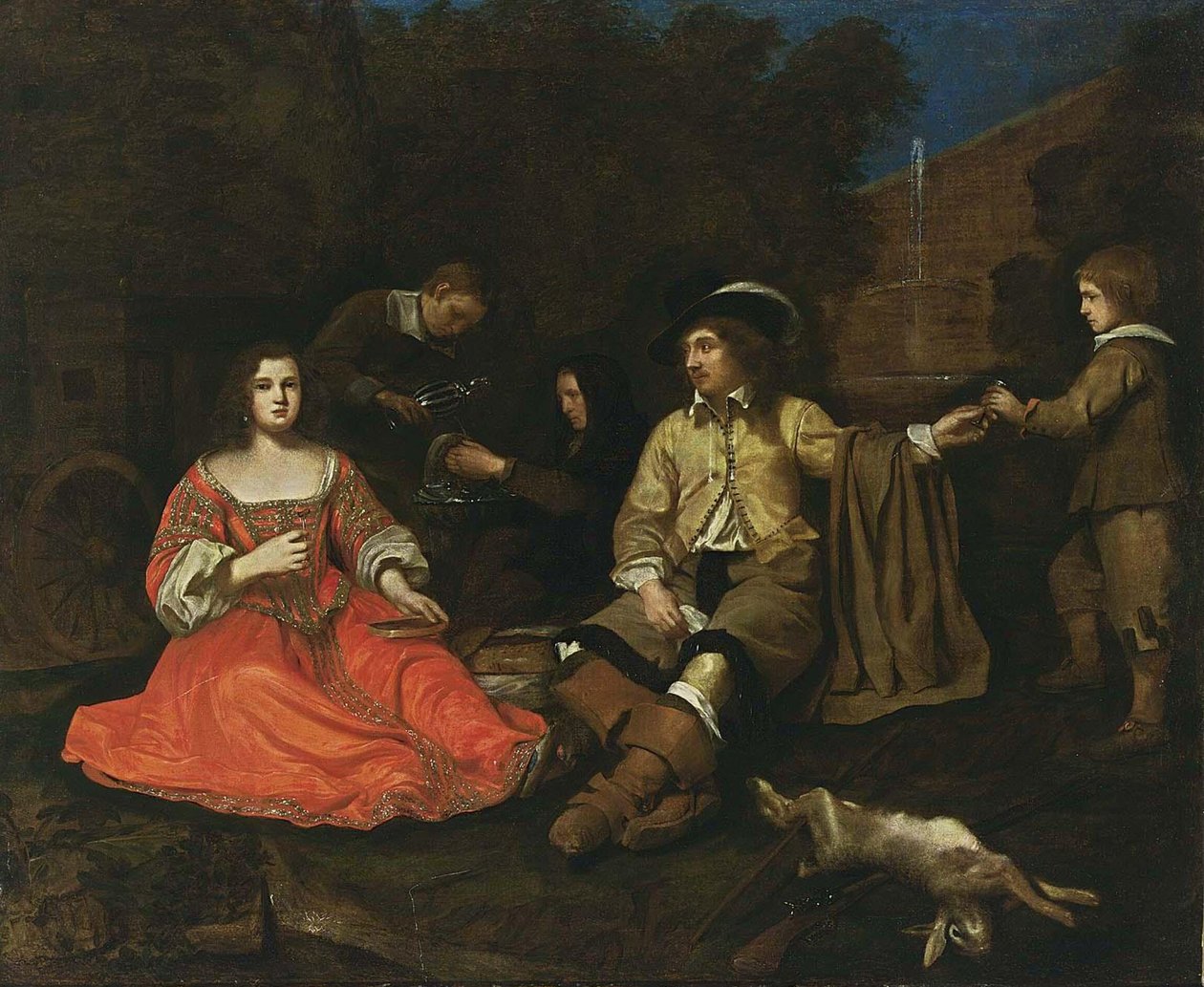 Elegáns vadászati társaság pihenés alkotó: Michiel Sweerts