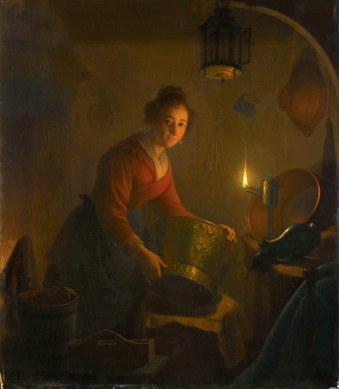 Nő a konyhában gyertyafénynél, 1830 körül (olaj, panel) alkotó: Michiel Versteegh