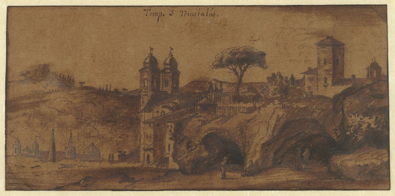 Kilátás az SS Trinità dei Monti-ra Rómában alkotó: Michiel van Overbeek