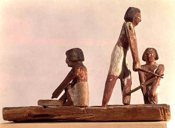 Az egyiptomi téglagyártó királyság modellje, Beni Hasanból, ie 2000 körül (festve alkotó: Middle Kingdom Egyptian