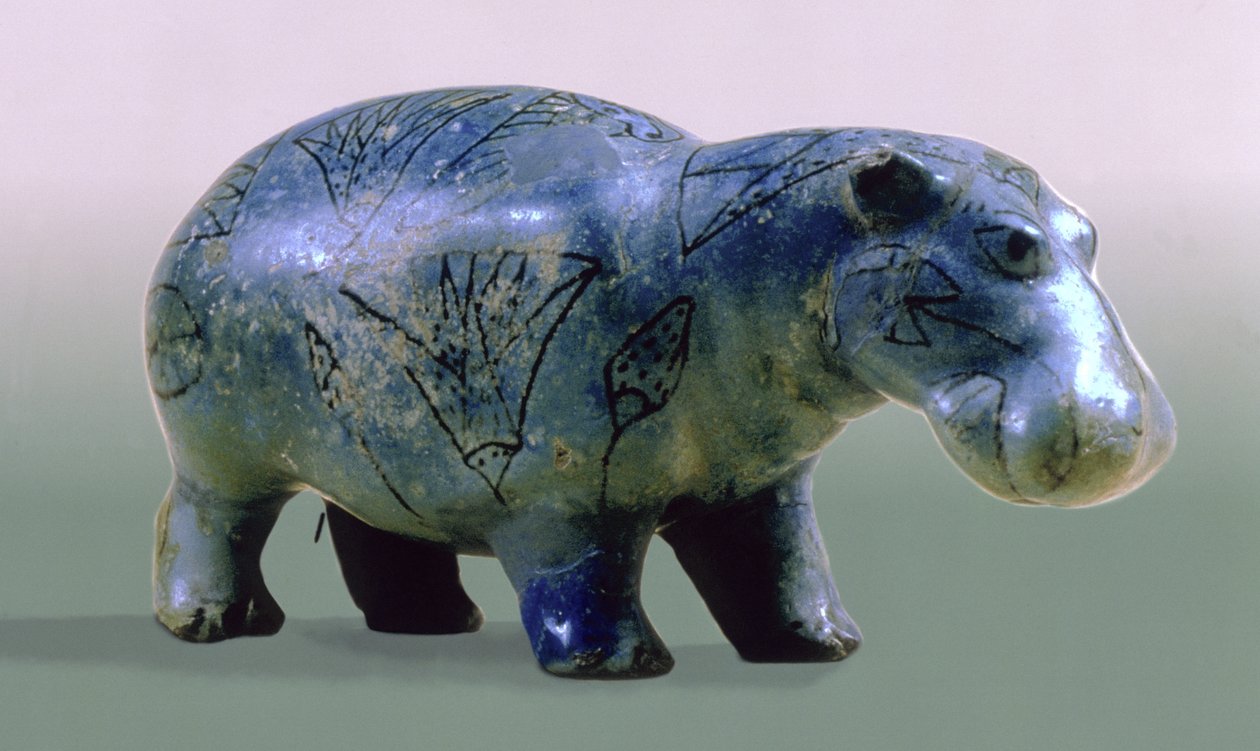 Víziló szobra, 11-12. dinasztia, ie 2000 körül (üveg) alkotó: Middle Kingdom Egyptian