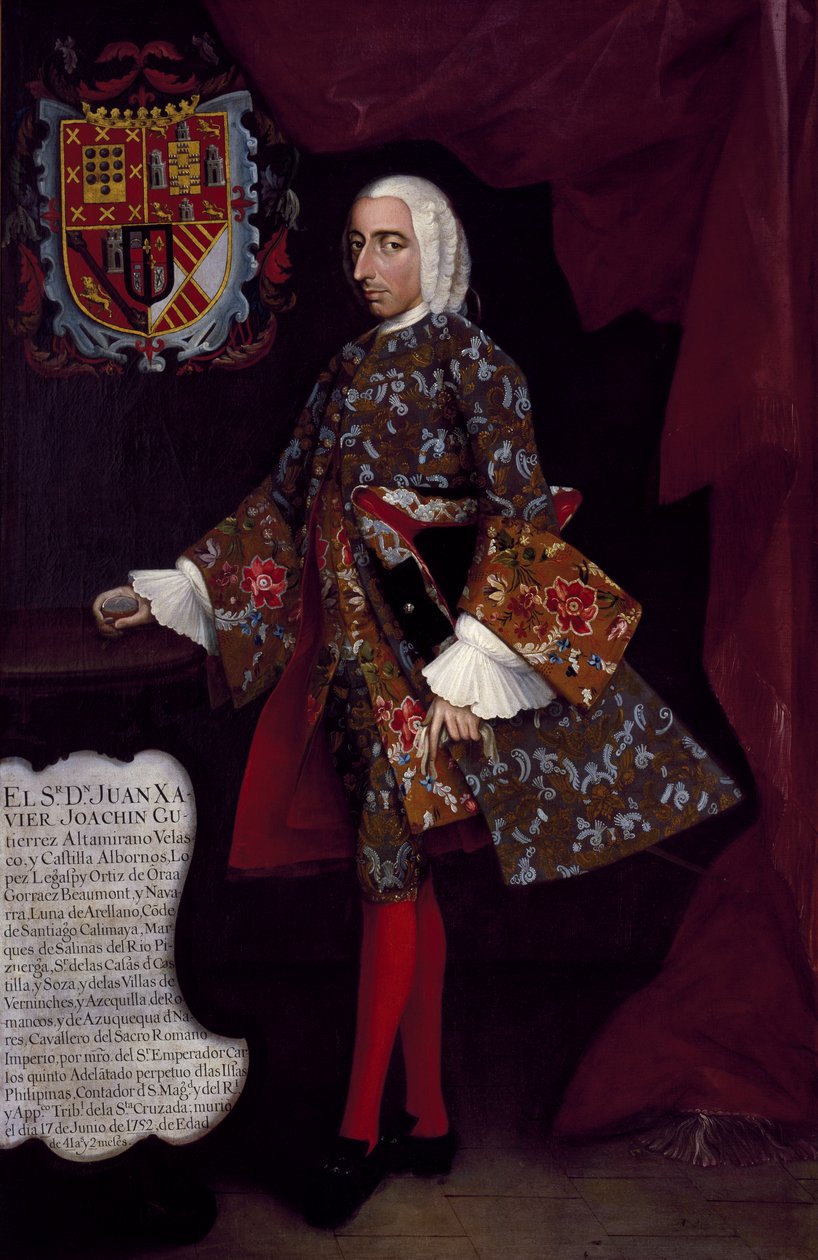 Don Juan Xavier Joachín Gutiérrez Altamirano Velasco, Santiago de Calimaya grófja, 1752 alkotó: Miguel Cabrera
