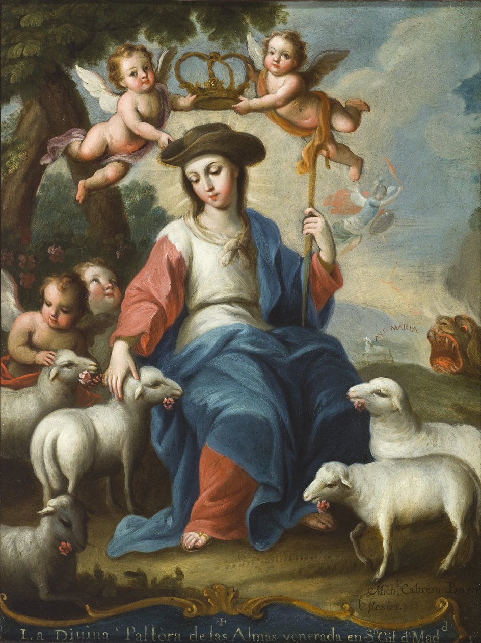 Az isteni pásztorlány (La divina pastora), 1760 körül (olaj, réz, teknősbékahéj és csontváz) alkotó: Miguel Cabrera
