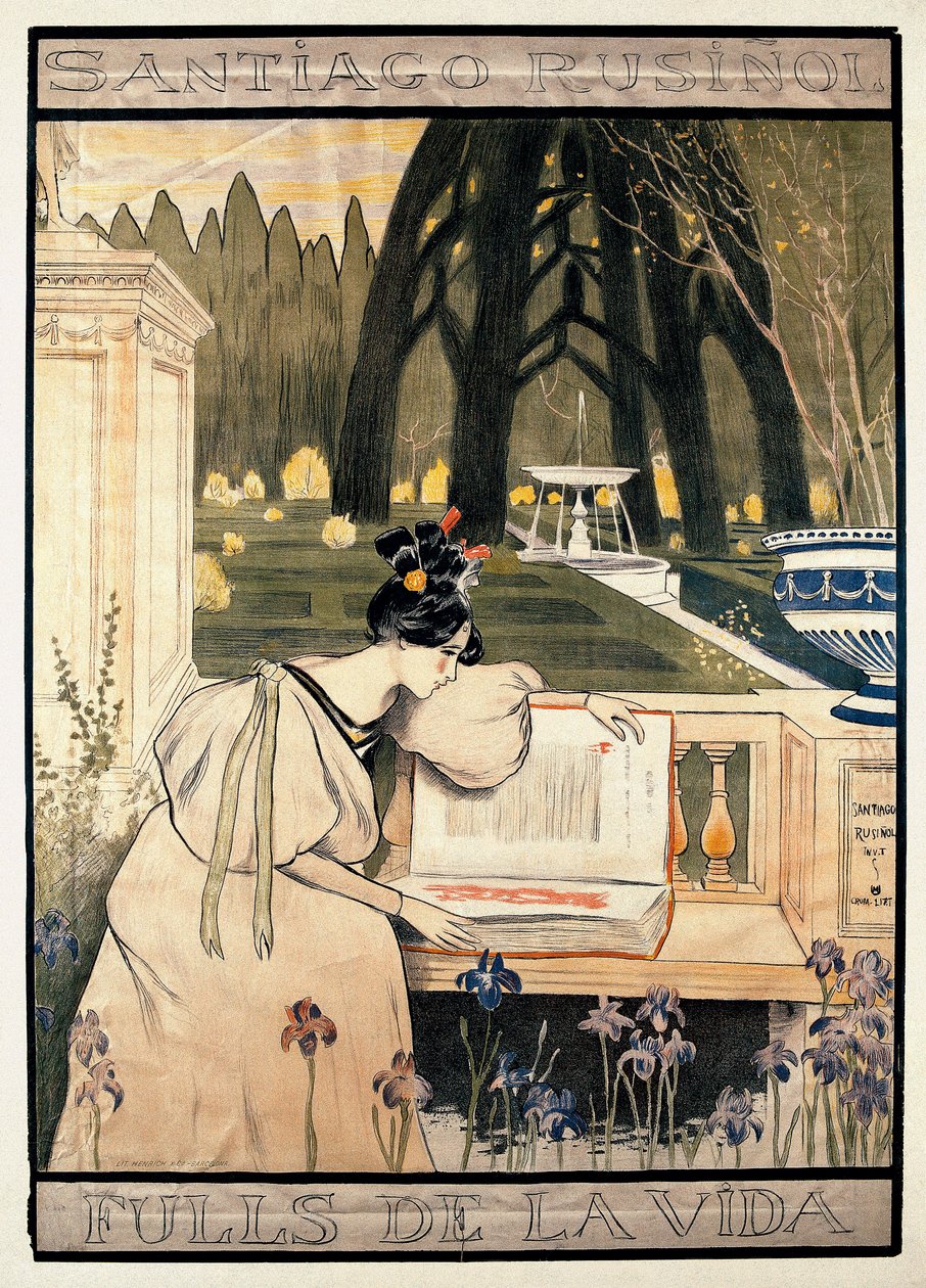 „Az élet lapjai” poszterbemutatója, Santiago Rusinol y (i) Prats (1861-1931) prózai verseit illusztráló litográfiák sorozata alkotó: Miguel Utrillo