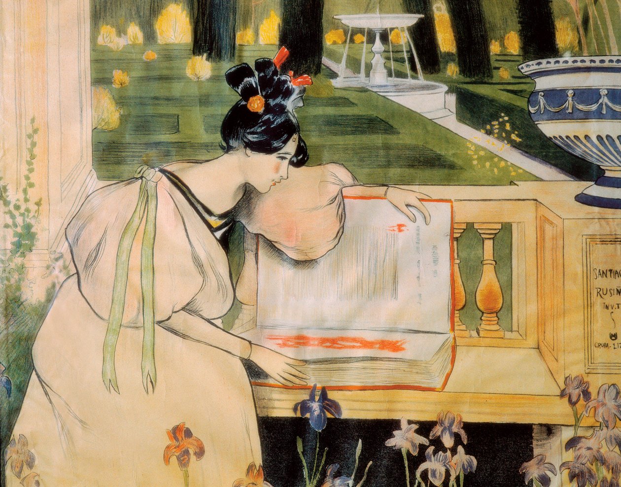 Rusinol i Prats életének lapjai (litográfia) bemutató plakátja alkotó: Miguel Utrillo