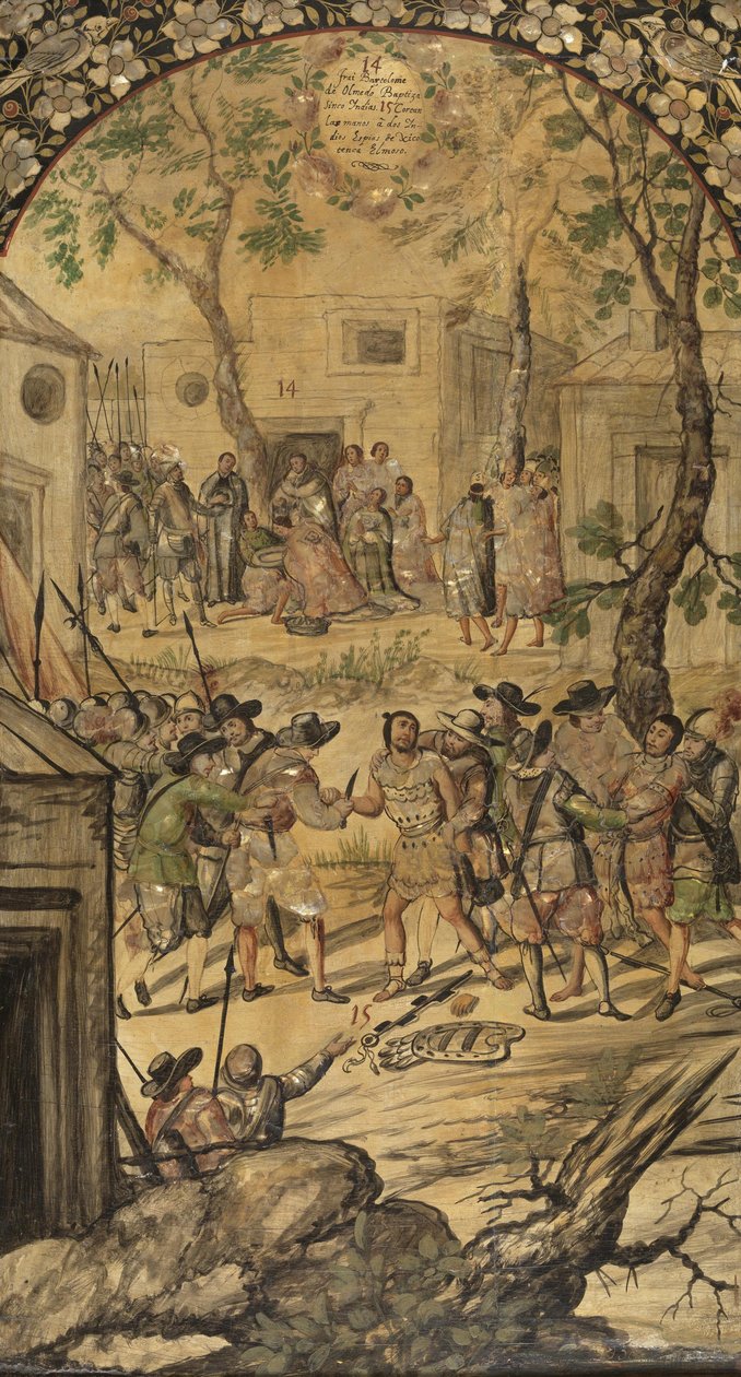 Hernan Cortes par Gonzalez, Miguel és Juan Mexikó meghódítása (aktív 17. század vége). Olaj, fa, méret: 97x53 alkotó: Miguel and Juan Gonzalez