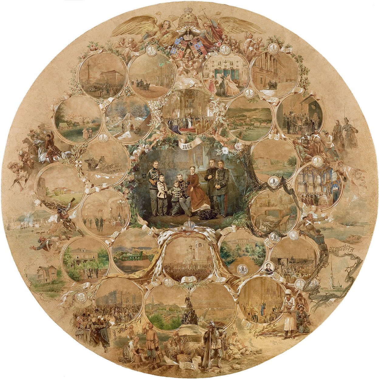 Kompozíció II. Sándor császár ezüstlakodalmának megünnepléséhez, 1866 alkotó: Mihaly von Zichy