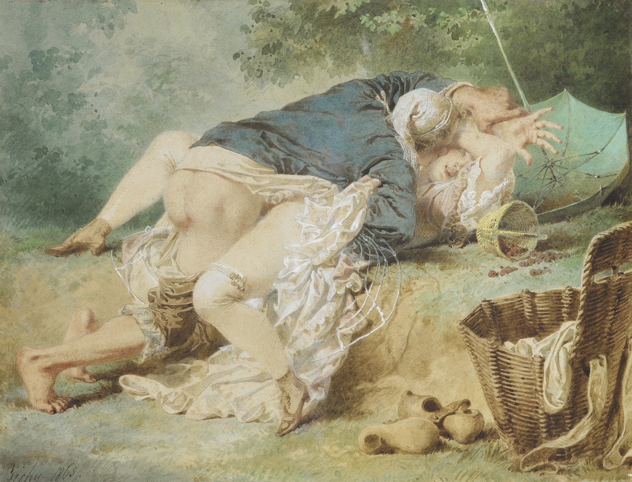 Szerelmesek egy parkban, 1865 alkotó: Mihaly von Zichy